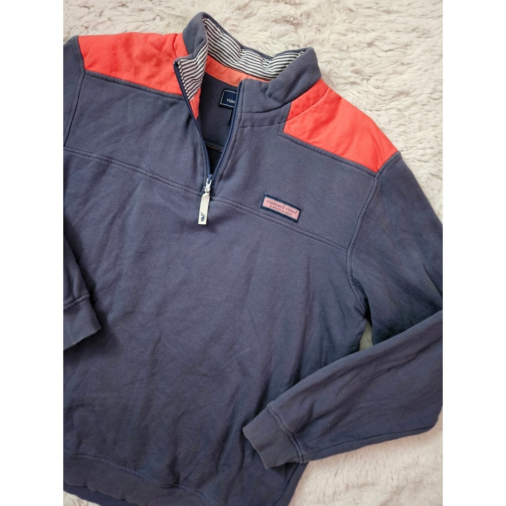 Vineyard Vines 1/4 Zip Pullover Sweatshirt Blue Coral Men's Medium